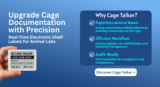 electronic shelf label for animal lab,
